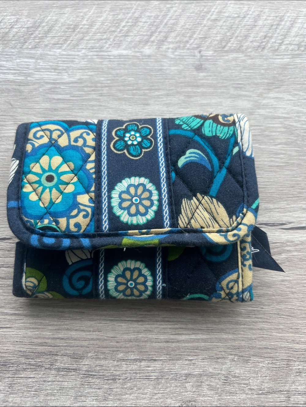 Vera Bradley Navy Blue Teal Floral Quilted Wallet